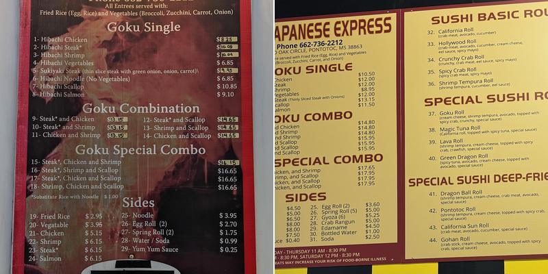 Goku Japanese Express Menu