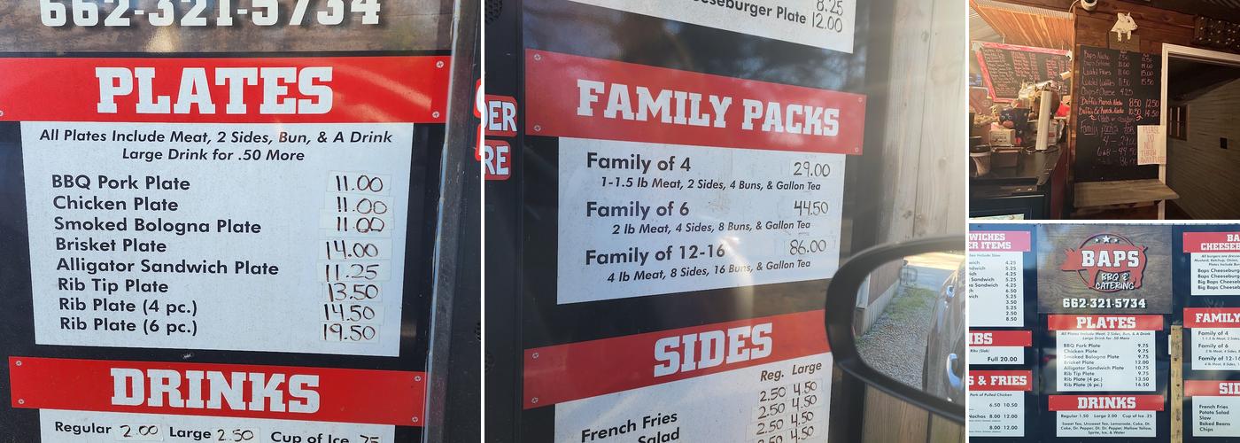 Baps BBQ Menu