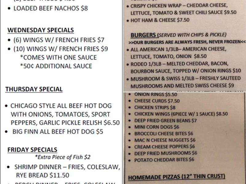 Flyin flyingFinn Bar and restutant Menu