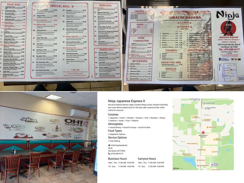 Ninja Japanese express II Menu