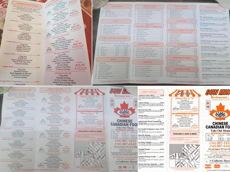 Sun Ming Restaurant Menu