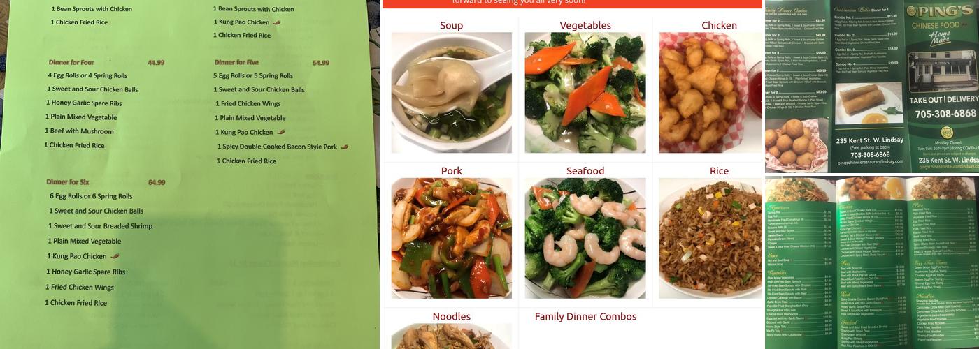 PING'S Home Made Chinese Food Menu