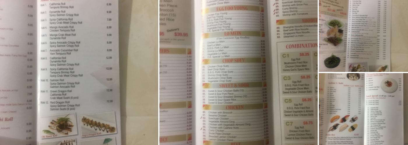O.K Restaurant Menu