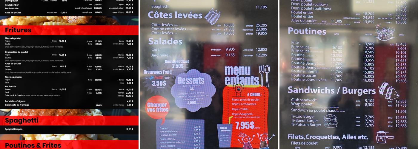 Les Rôtisseries Ti-Coq (St-Louis-de-France) Menu