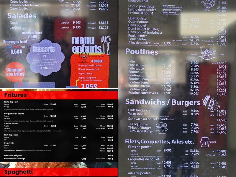 Les Rôtisseries Ti-Coq (St-Louis-de-France) Menu