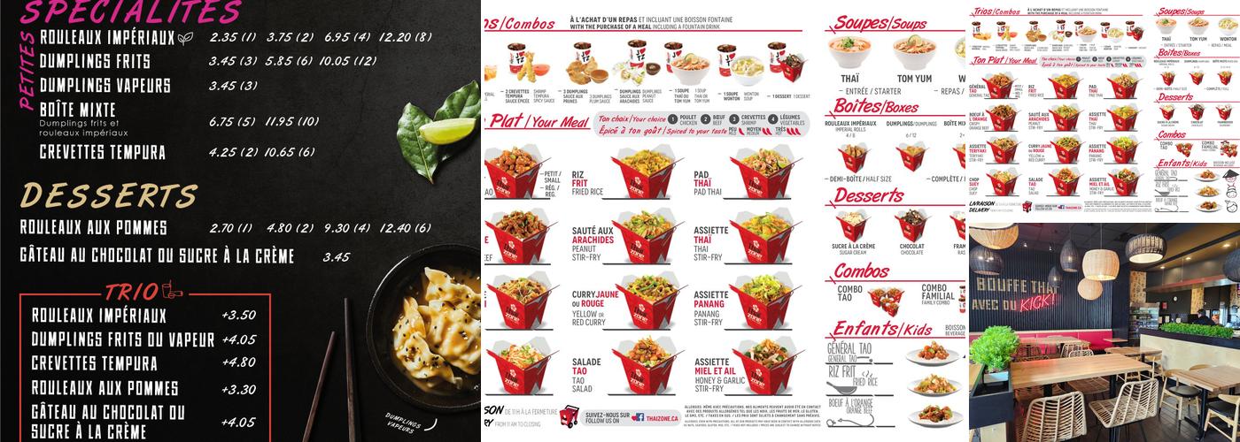 Thaïzone Menu