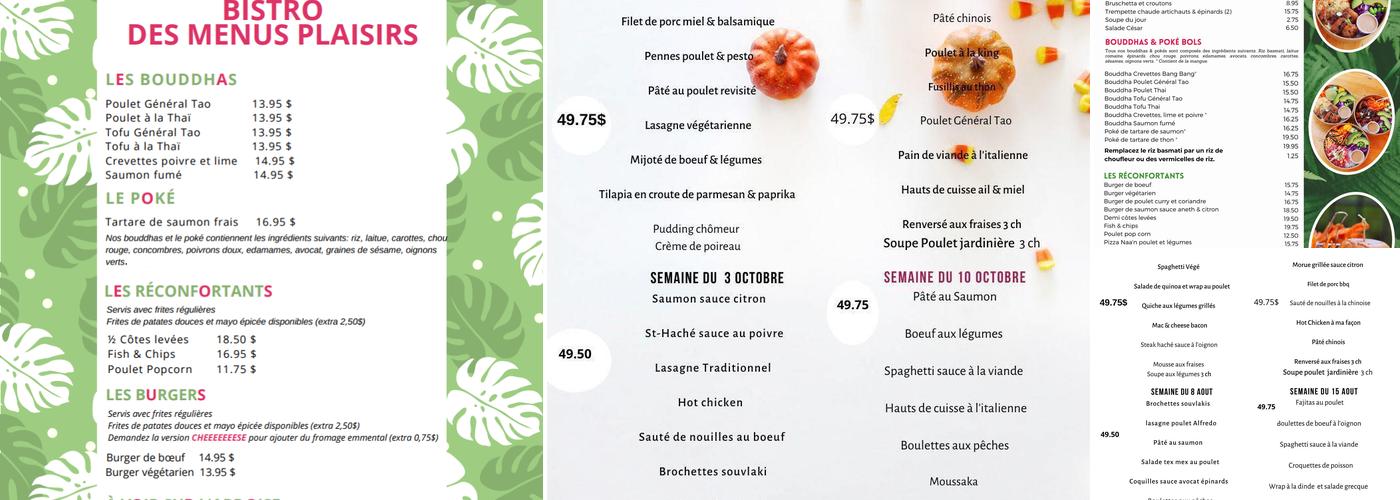 des Menus Plaisirs Menu