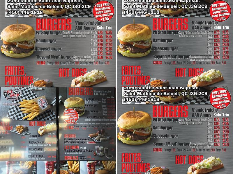 Le Pit Stop Menu