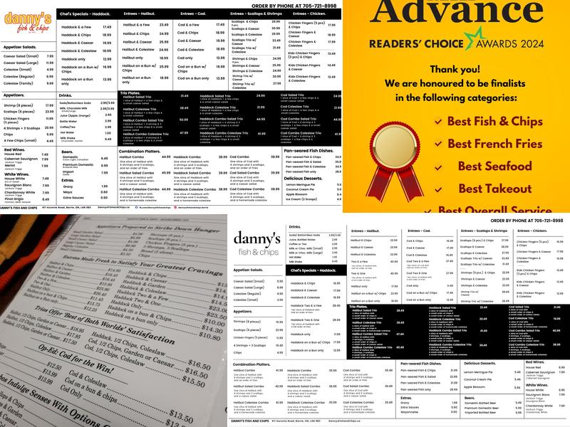 Danny's Fish and Chips Menu