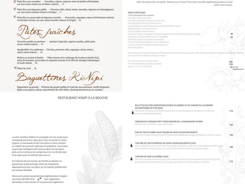 Restaurant KiNipi à la Bouche Menu