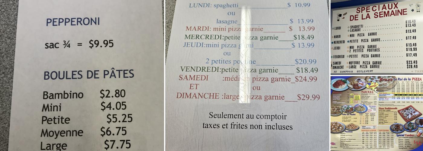 Bravo pizzeria Livraison et Take-out Menu
