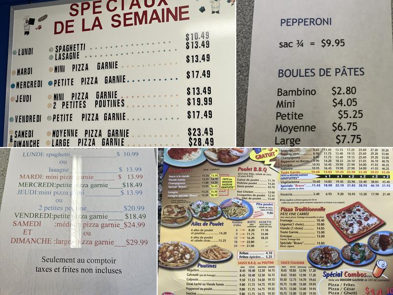 Bravo pizzeria Livraison et Take-out Menu