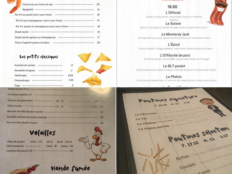 Resto Bar L'Officiel Menu