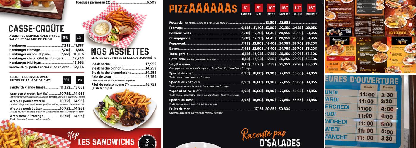 Stratos Pizzeria Menu