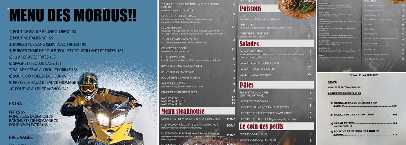 PUR SANG steakhouse Menu