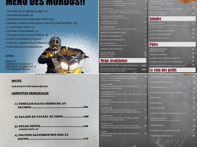 PUR SANG steakhouse Menu