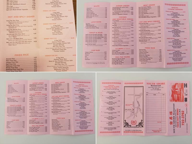 South Shore Restaurant Menu
