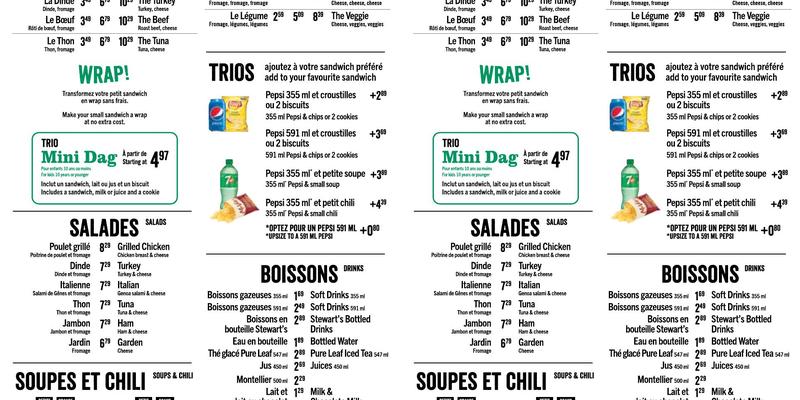 Dagwoods La Sandwicherie Menu