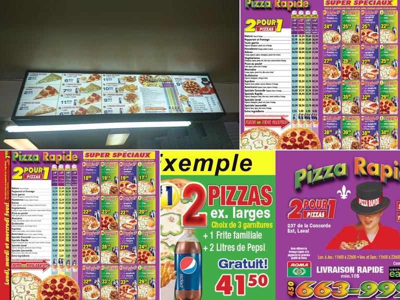 Pizza Rapide Menu