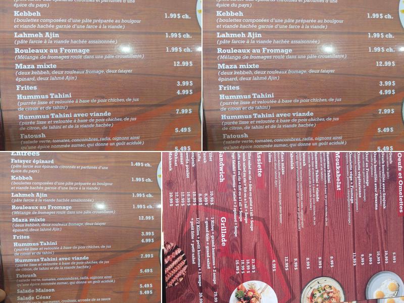 Chez mon grand pere Menu