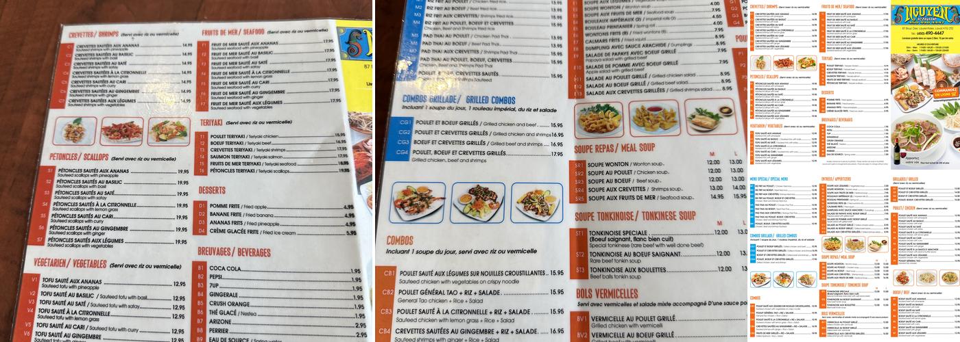 Restaurant Nguyen Menu