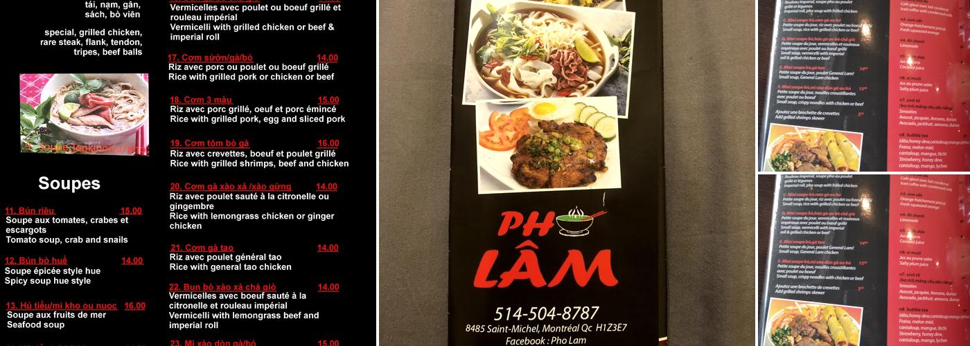 Pho Lam Menu