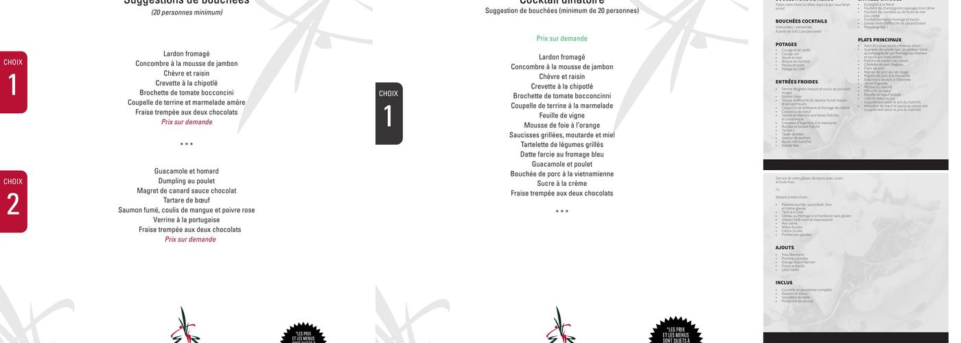 Paul Piche Catering Menu