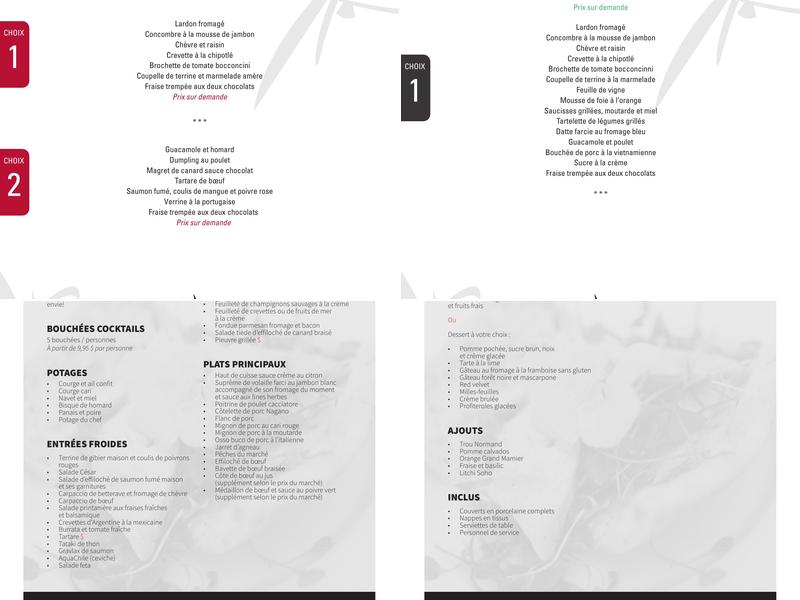 Paul Piche Catering Menu