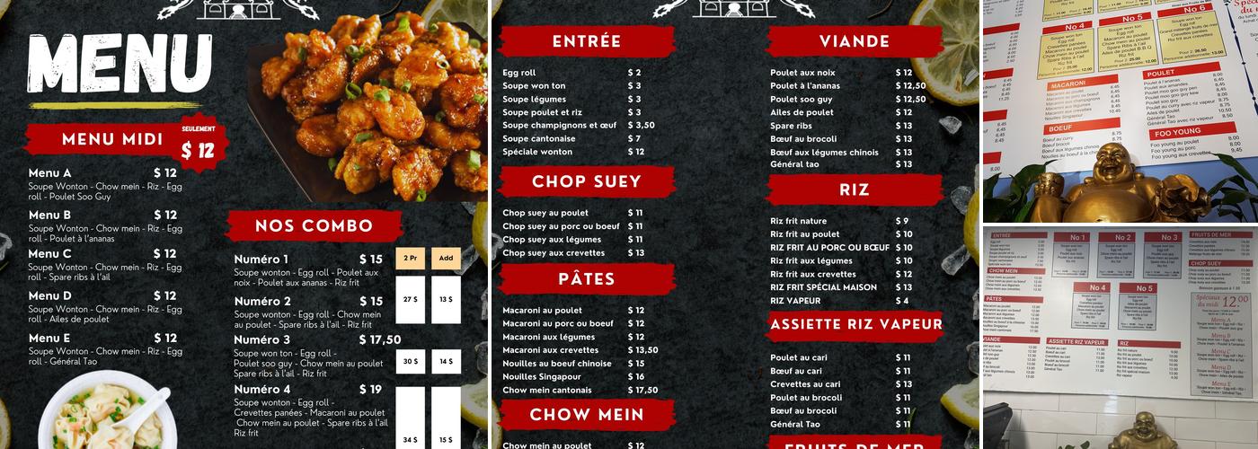 Restaurant Palais de Chine Menu