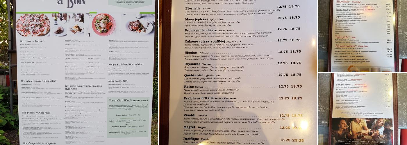 Restaurant Au Four à Bois Menu