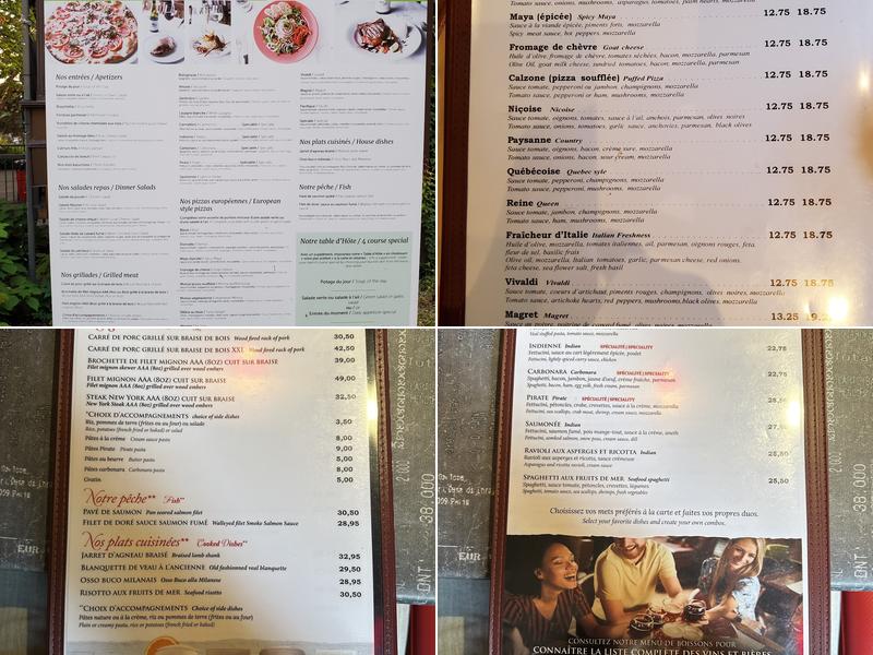 Restaurant Au Four à Bois Menu