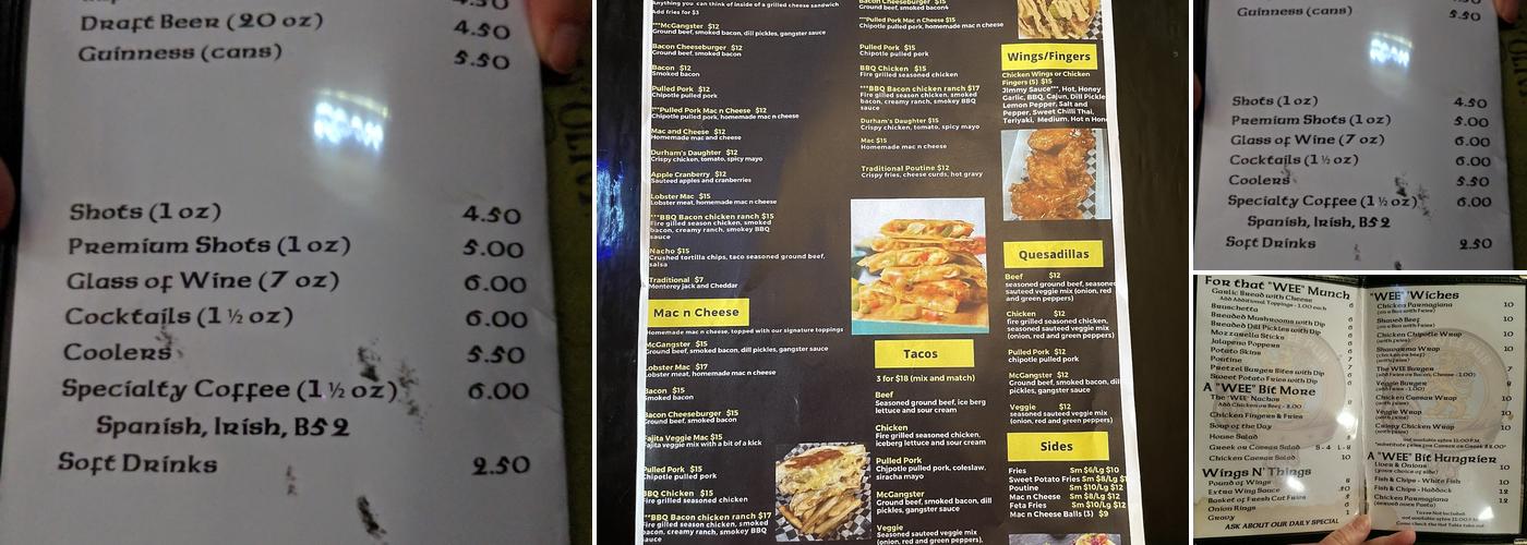 The Wee Pub Menu
