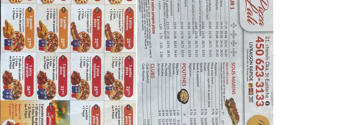 Ma pizza du coin Menu