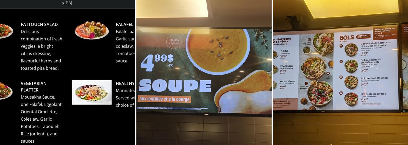 Restaurant Boustan Menu