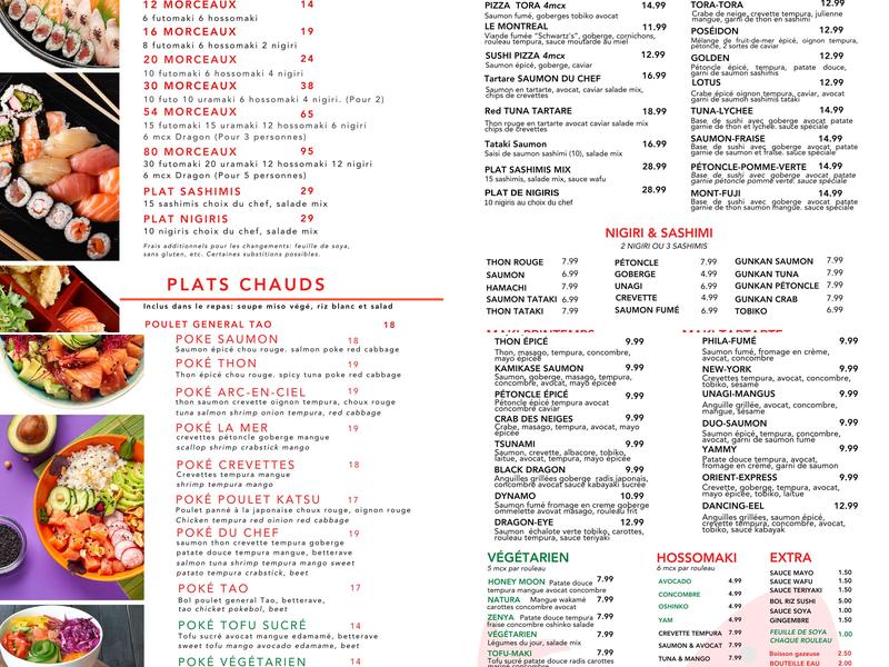 Tora Sushi Restaurant Menu