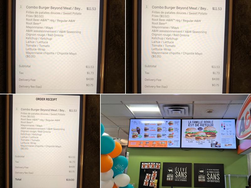 A&W Canada Menu