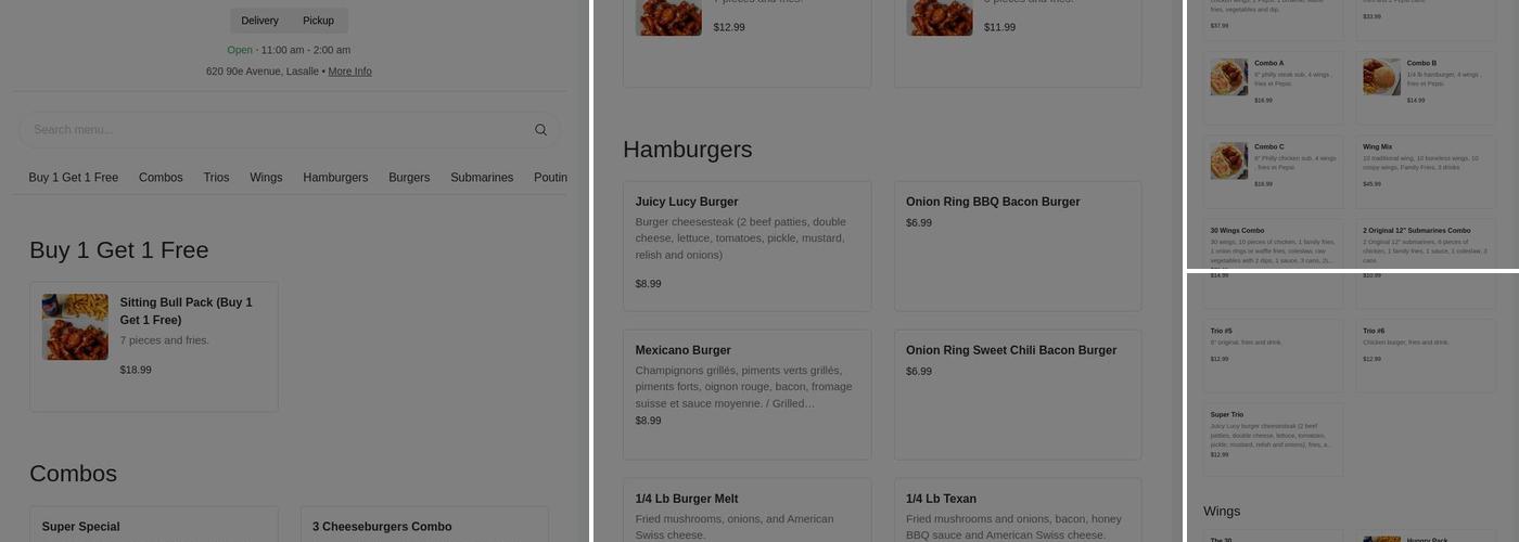 Buffalo Bill Wings Menu