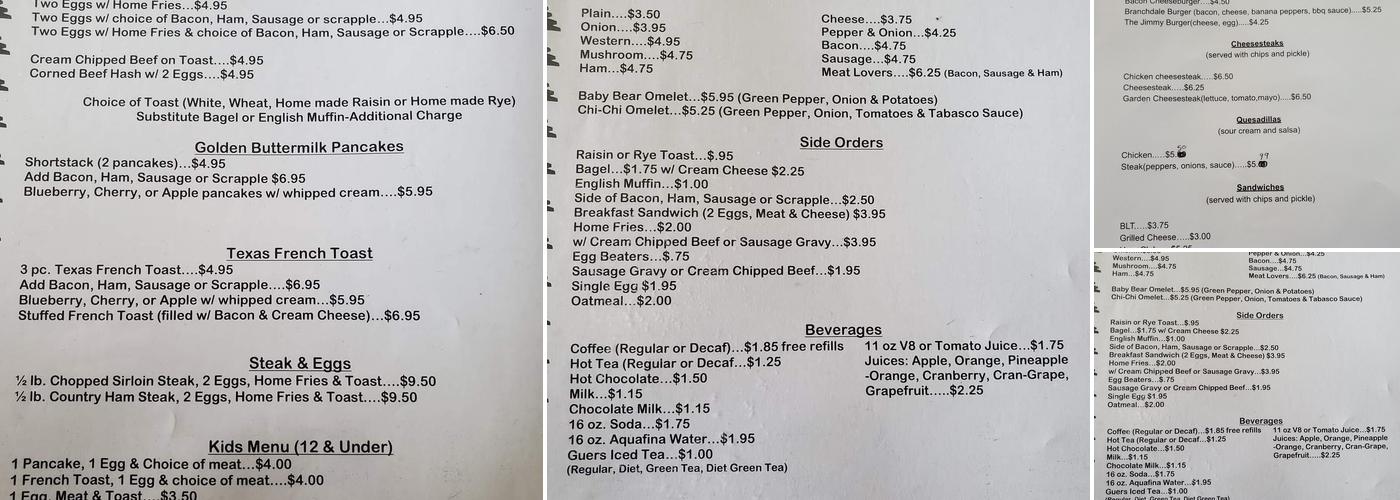 Mamma Bear's Cafe Menu