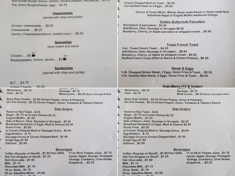 Mamma Bear's Cafe Menu