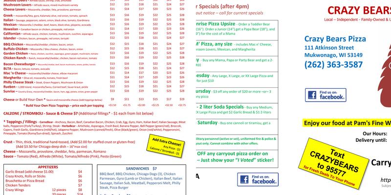 Crazy Bears BBQ Menu