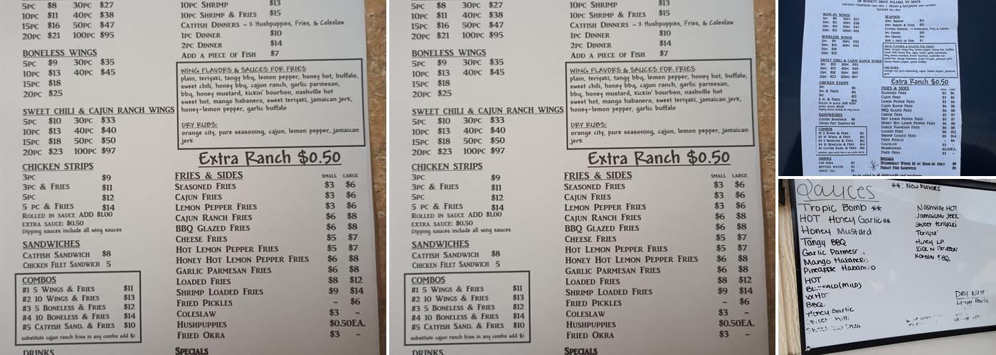 Jacks Wing Shack Menu