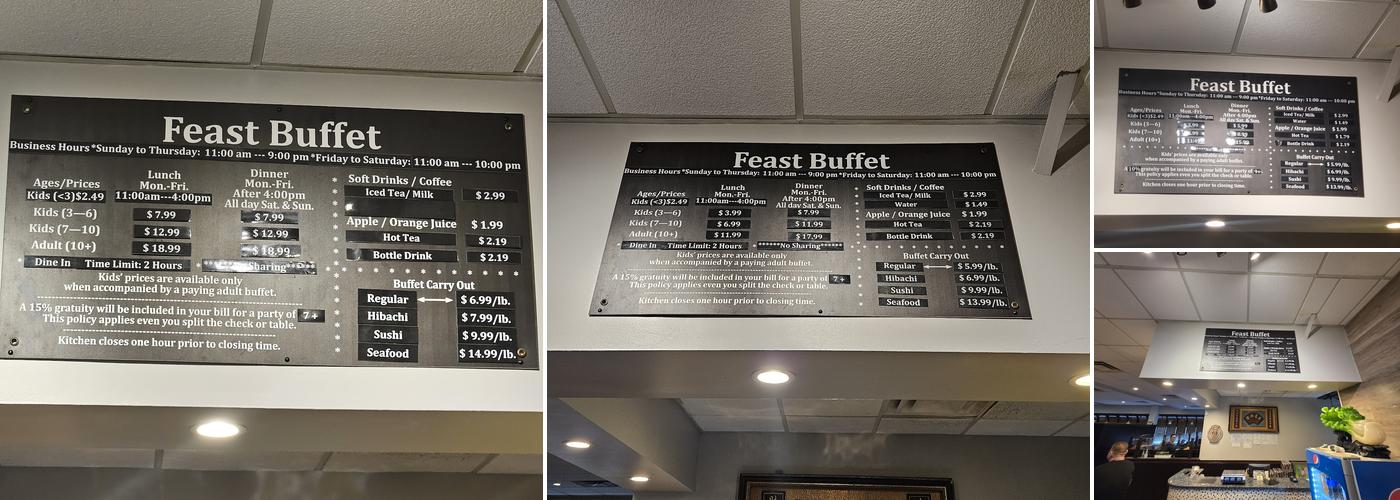 Feast Buffet Menu