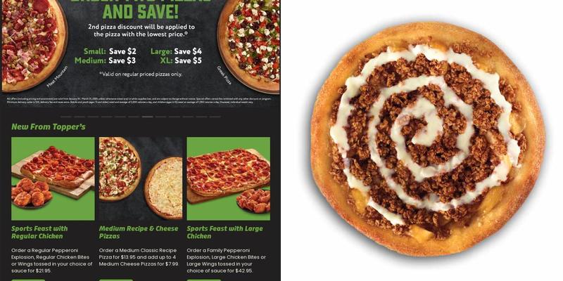 Topper's Pizza Franchise Office Menu