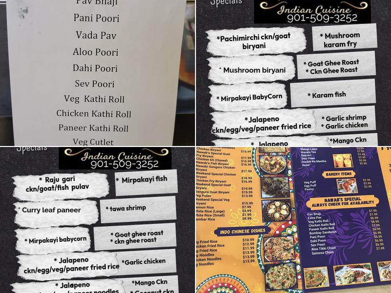 Nawab's Restaurant Menu