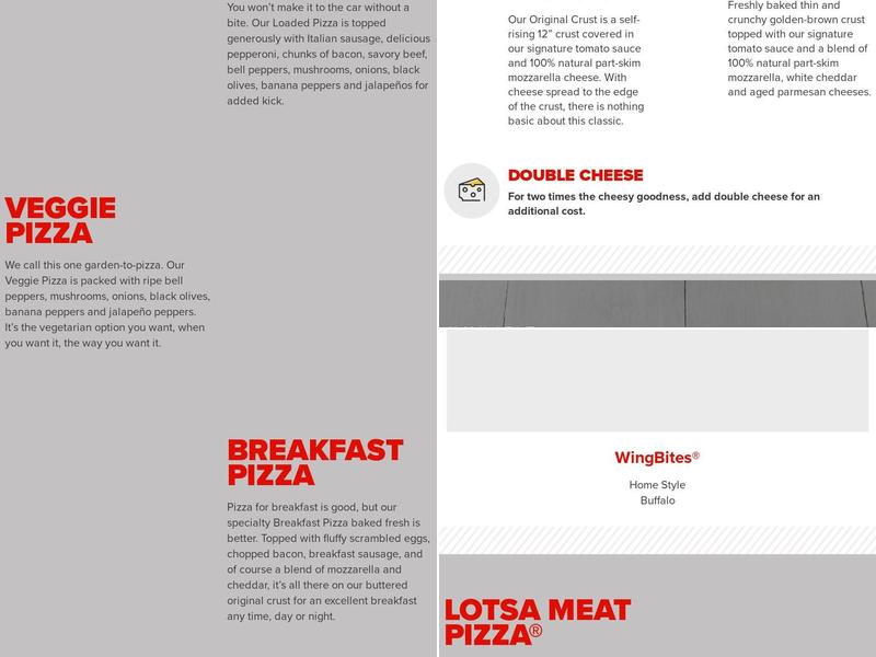 Hunt Brothers Pizza Menu