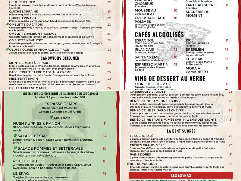 Resto-Bar Le Brasier 1908 Menu