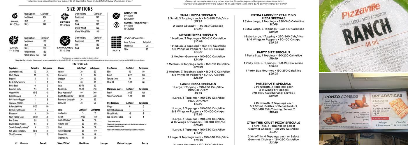 Pizzaville Menu