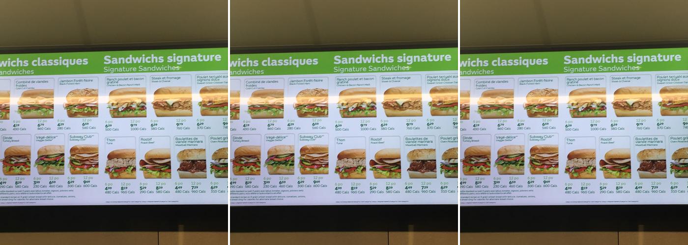 Subway Menu