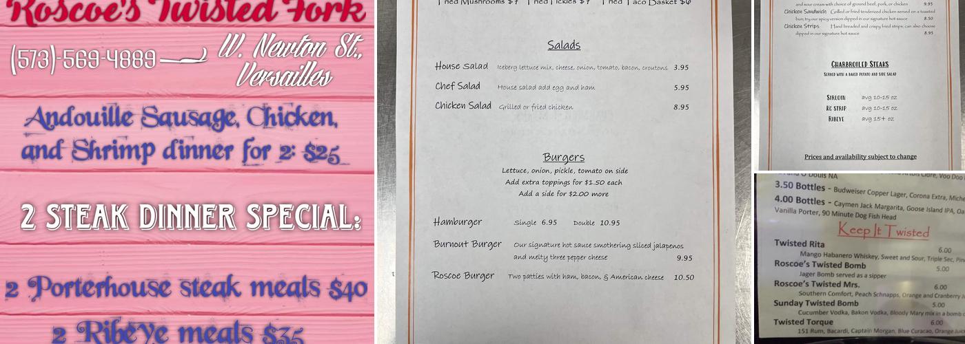 Roscoe's Twisted Fork Menu