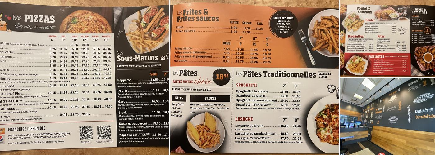 Stratos Pizzeria Menu